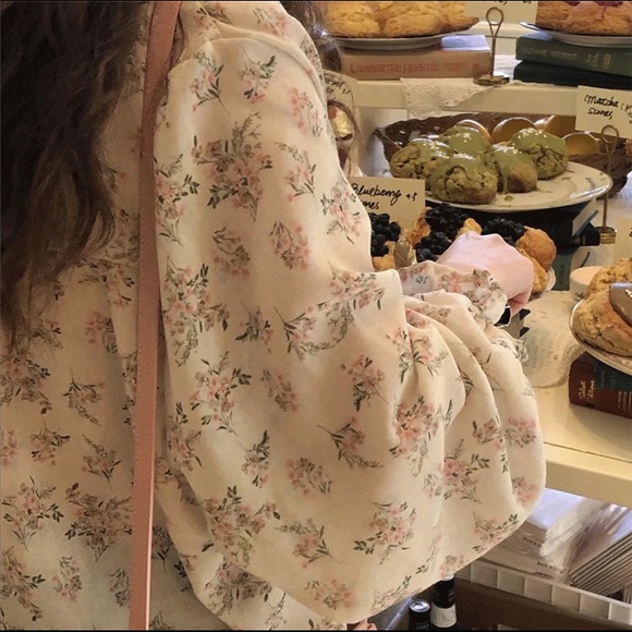 Floral blouse chiffon shirt top long sleeve womens - Picture 4 of 13